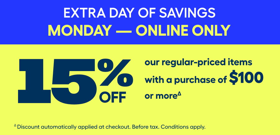 ∆SAVE 15%: This offer is valid Online at rona.ca on Friday, May 8, 2026