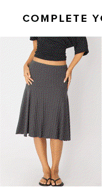 Grey Midi Skirt Elastic Waist Jacquard Rib Knit Lined