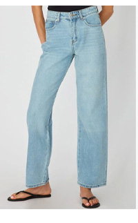 Denim Straight Jean Mid Rise Light Wash