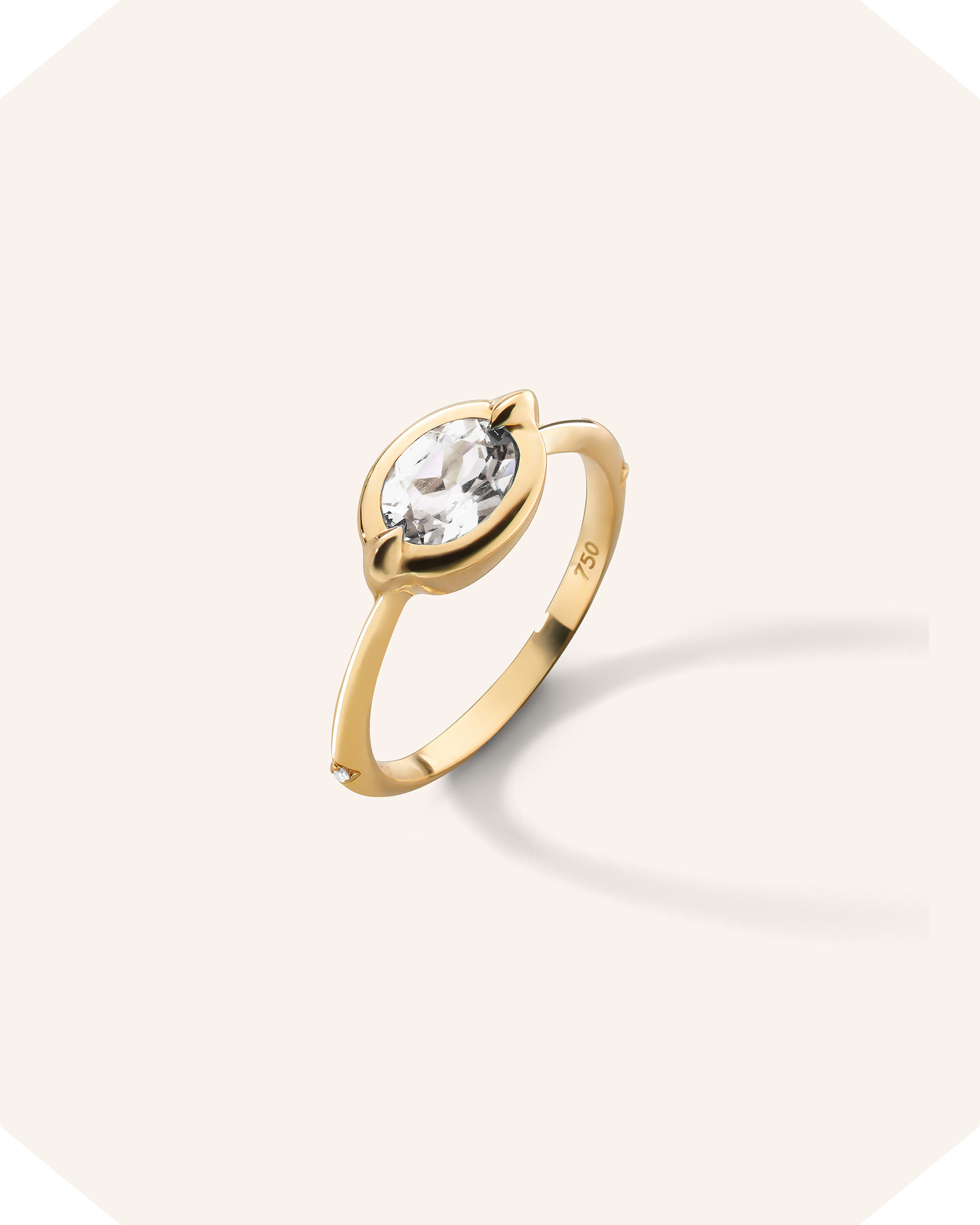 "Points North" Rock Crystal Ring with Diamonds
