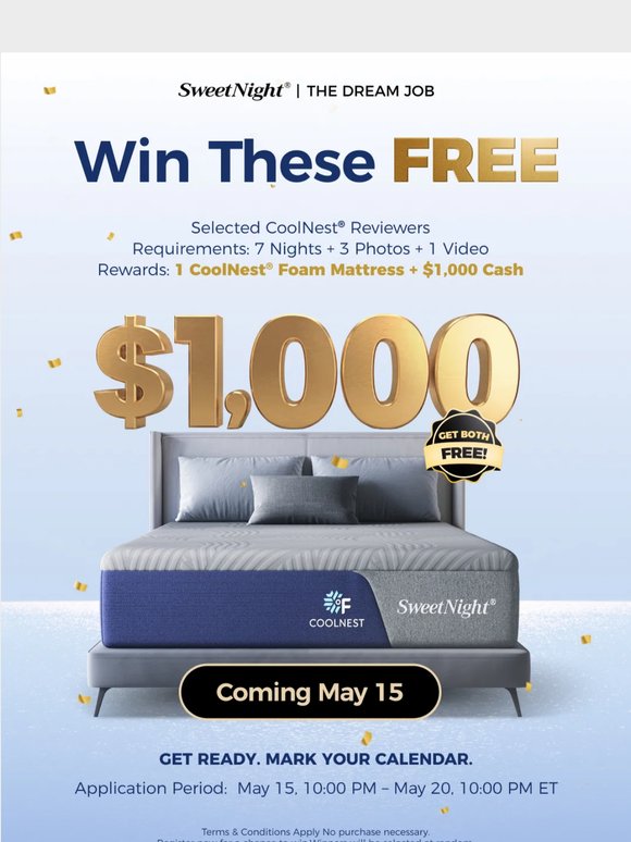 Your chance to win a free mattress + $1,000