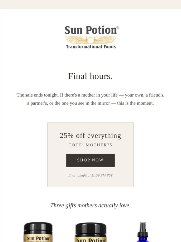 Final hours — 25% off ends tonight