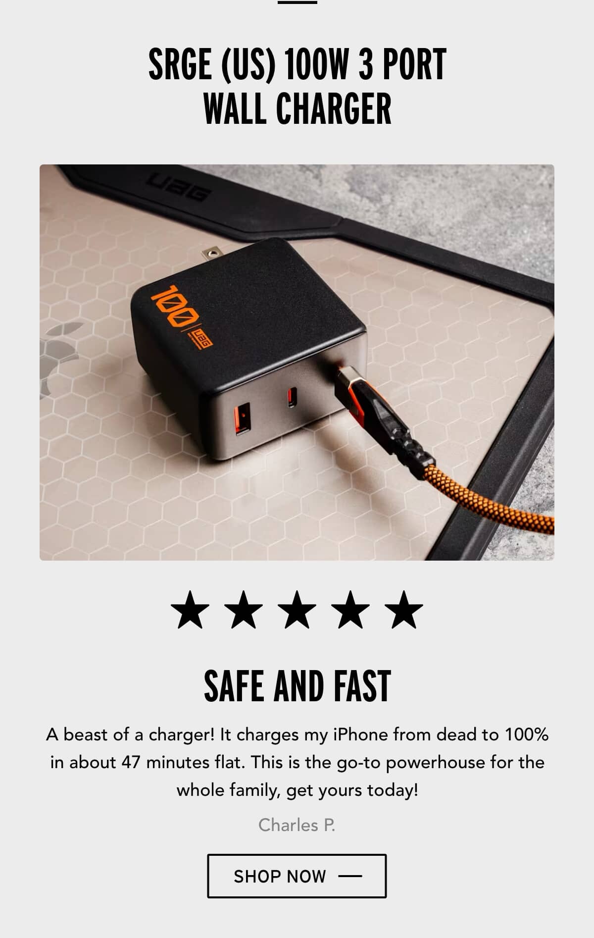 Urban Armor Gear: SRGE (US) 100W 3 Port Wall Charger