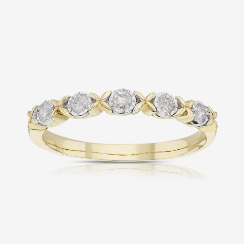 9ct Yellow & White Gold Kiss Eternity 0.15ct Diamond Ring