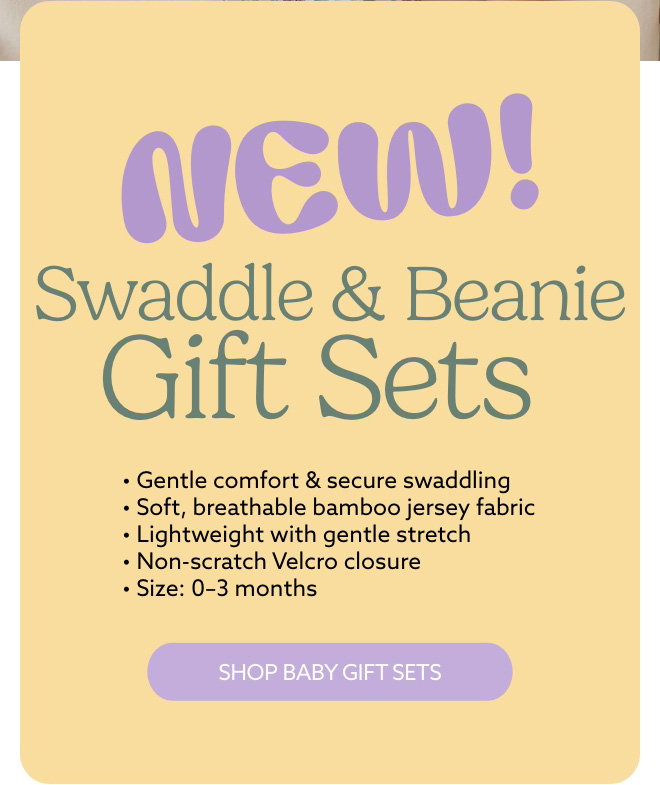 Yellow display card. Shop Baby Gift Sets.