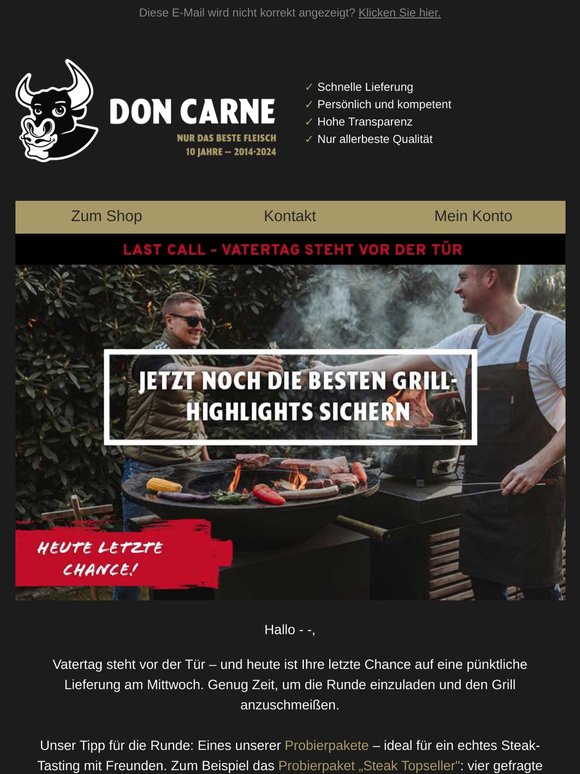 Letzte Chance für Vatertags-Lieferung