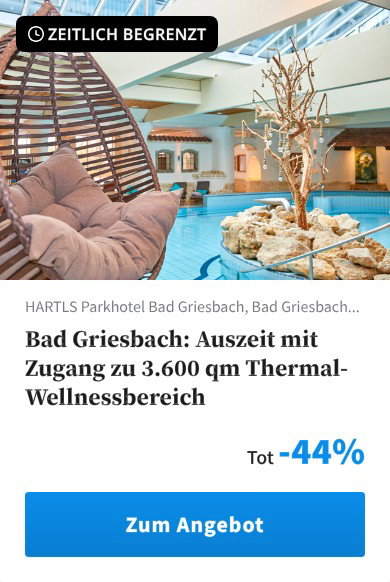 Bad Griesbach: Auszeit mit Zugang zu 3.600 qm Thermal-Wellnessbereich