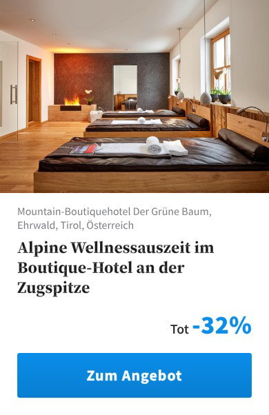 Alpine Wellnessauszeit im Boutique-Hotel an der Zugspitze