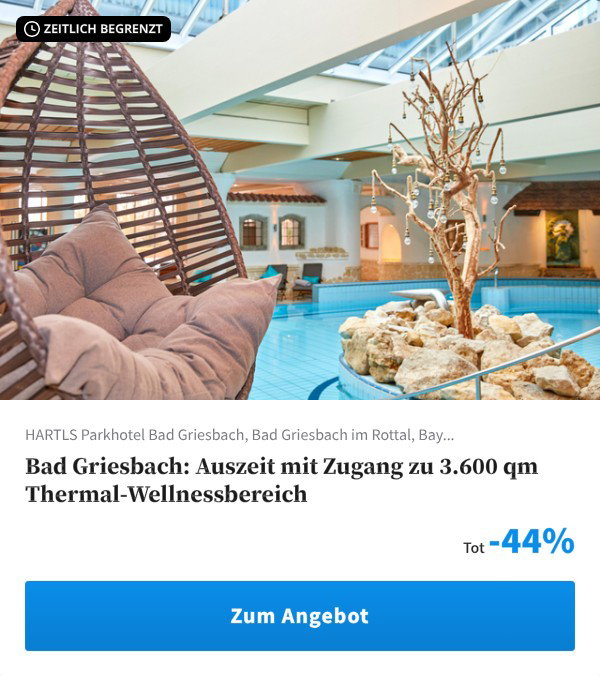 Bad Griesbach: Auszeit mit Zugang zu 3.600 qm Thermal-Wellnessbereich