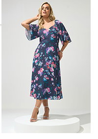YOURS LONDON Curve Navy Blue Floral Midaxi Dress
