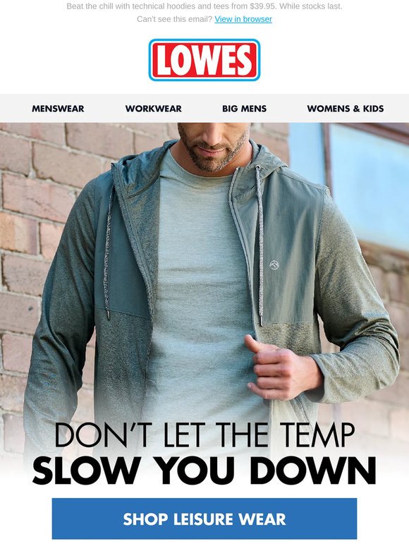 Proper Leisurewear. No-nonsense prices.