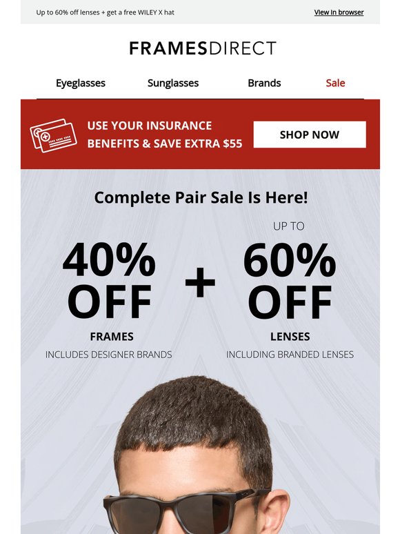 Complete Pair Sale is just dropped: 40% off designer frames