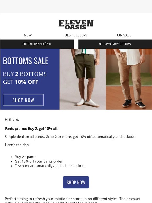 Pants promo: Buy 2, get 10% off 👖