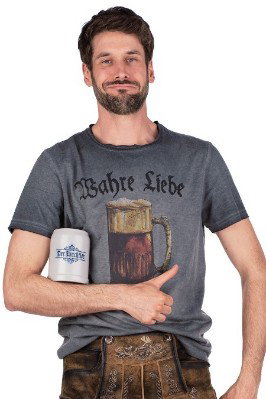 Trachtenshirt Herren - WAHRE LIEBE - grau