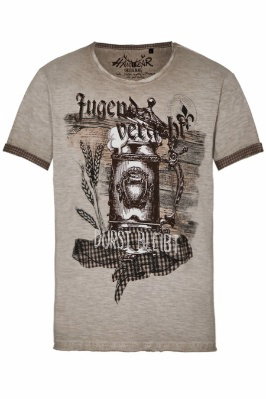 Trachtenshirt Herren - DURST BLEIBT - grau