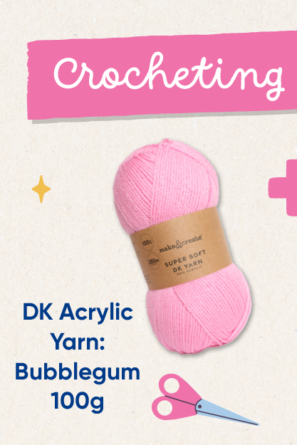 Crocheting. DK Acrylic Yarn: Bubblegum 100g