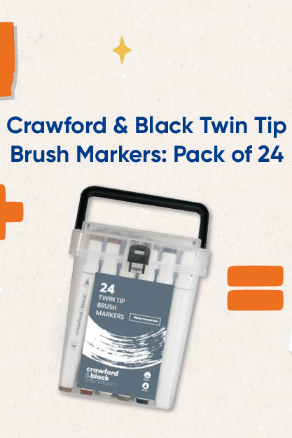  Crawford & Black Twin Tip Brush Markers: Pack of 24