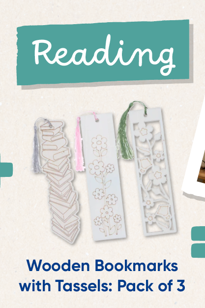 Reading. Wooden Bookmarks with Tassels: Pack of 3