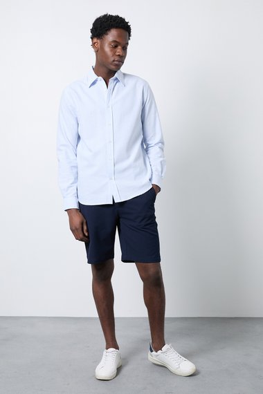 Indigo Seersucker Chino Shorts