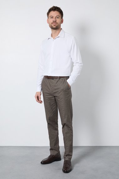 Brown Heritage Dogtooth Check Slim Fit Trousers