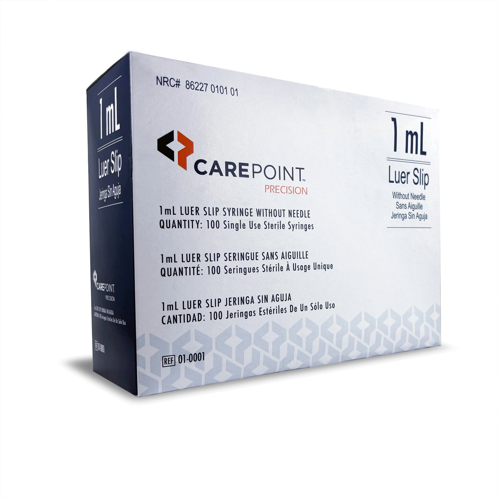 CarePoint™ 1 mL Luer Slip Tip General Purpose Syringe w/o Safety - 01-0001 - Box of 100