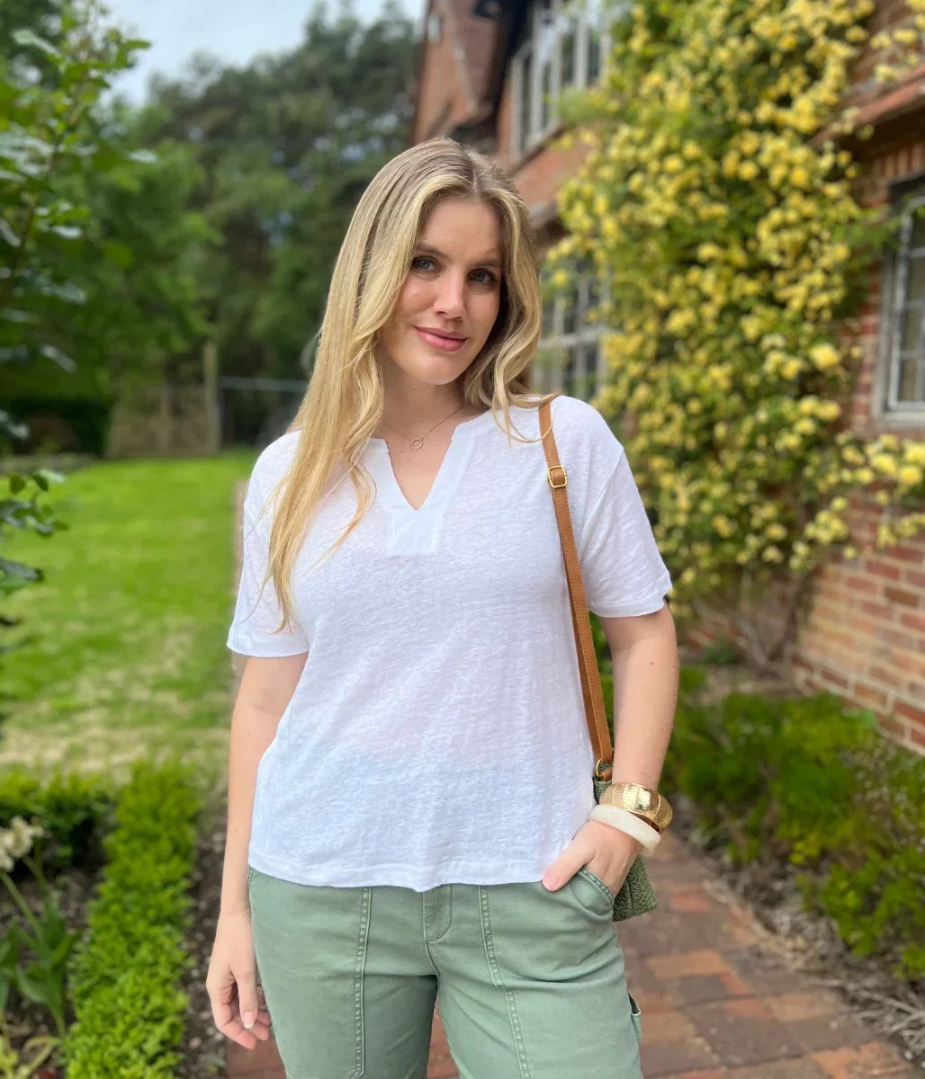 Image of White Stuff Nadine White Linen Blend Tee