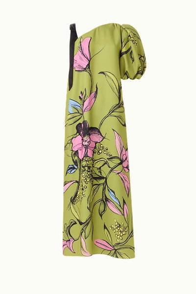 One Sleeve Maxi Dress With Bow Strap