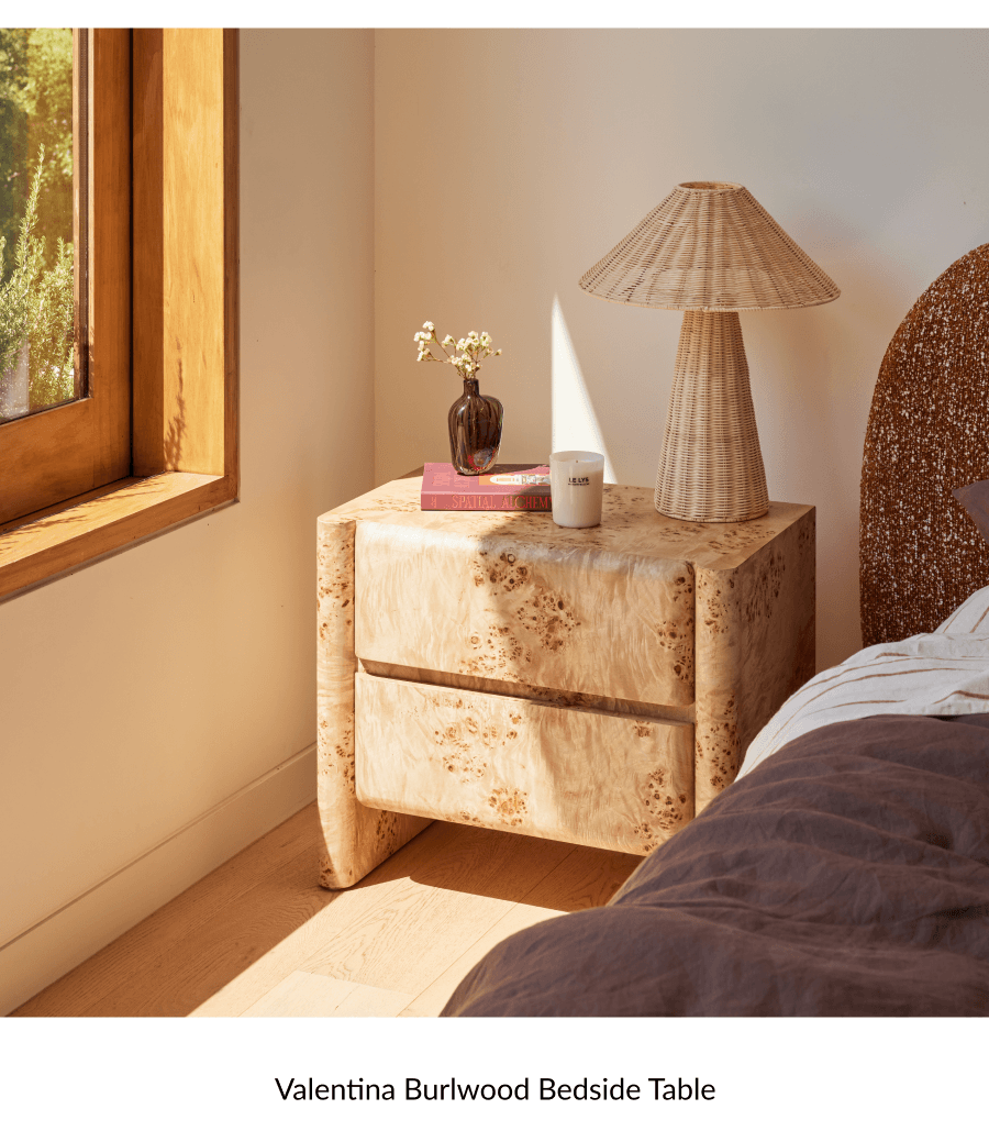 Shop Valentina Burlwood Bedside Table