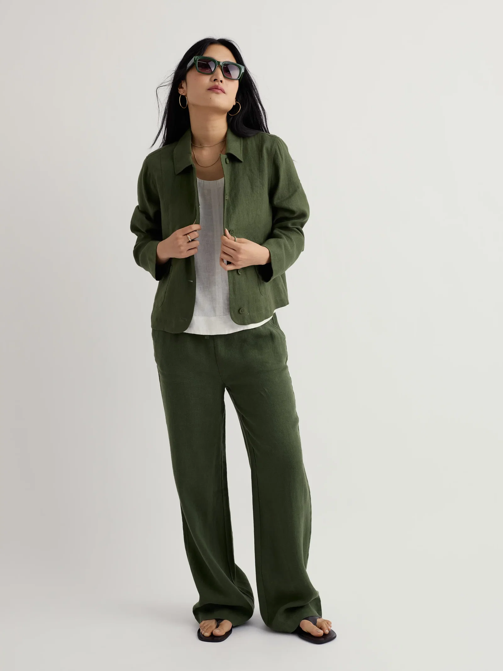 Tide Flow Wide Leg Linen Trousers