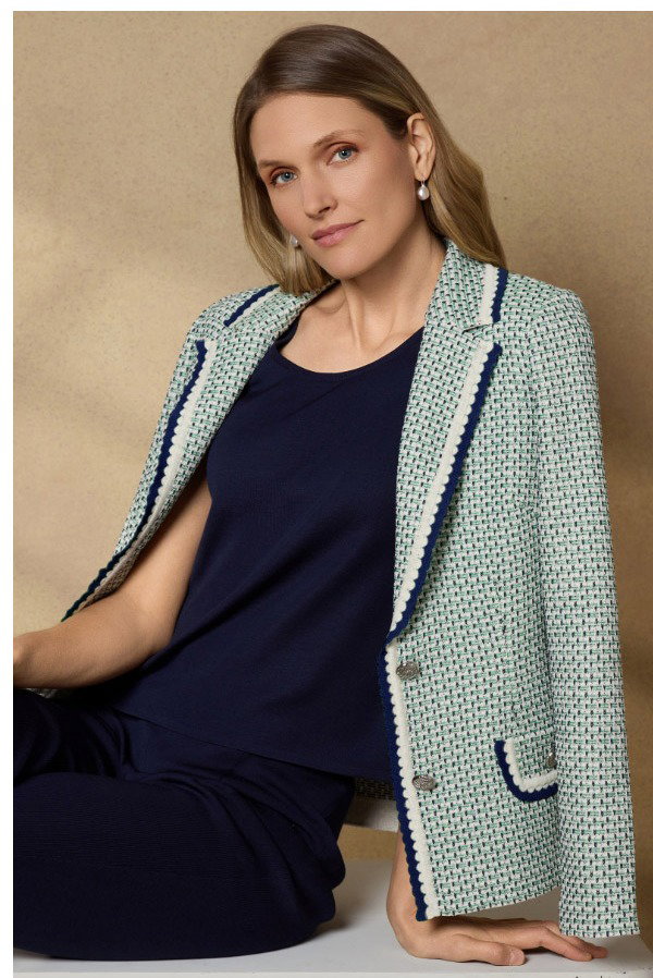 Tailored Jacquard Basketweave Knit Jacket