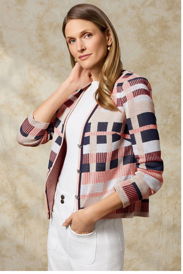 Heritage Jacquard Colorblock Knit Cardigan