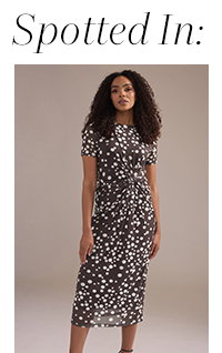 M&Co Brown Polka Dot Twist Front Mesh Maxi Dress