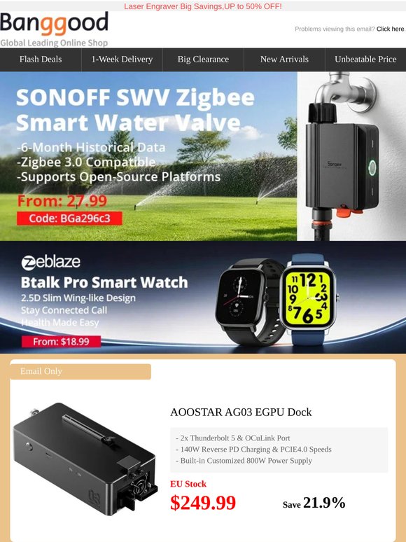 🔥[New Release] $249.99 AOOSTAR AG03 EGPU Dock, $18.99 Zeblaze Btalk Pro Smart Watch. limited Offer >