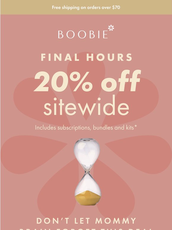 Final hours for 20% off sitewide ⌛️