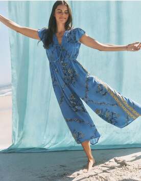 Amiee Floral Culotte Jumpsuit Blue