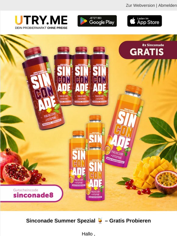Gratis Sinconade sichern 🍹 Nur für kurze Zeit!