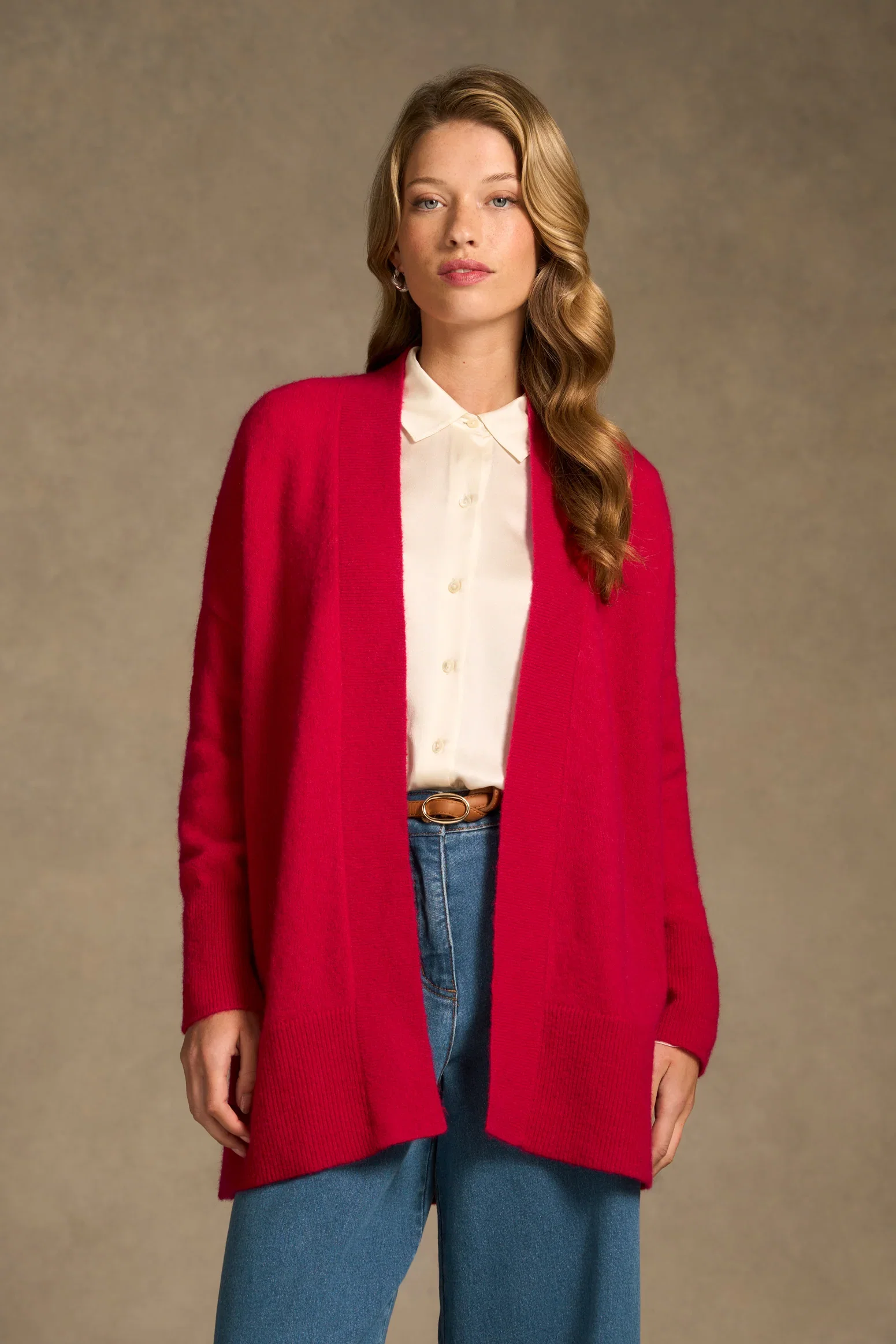 Image of Mohair Blend Cardigan - Rouge