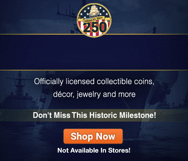 Honoring 250 Years of the Navy with exclusive collectible coins, decor, jewelry and more, available exclusively from The Bradford Exchange. The honor, courage and commitment of the U.S. Navy is on full display in our patriotic Navy collectibles. Don't Miss This Historic Milestone! Not available in stores. Shop Now!