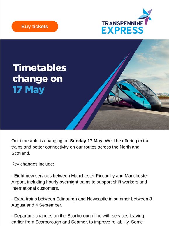 May timetable change 📅
