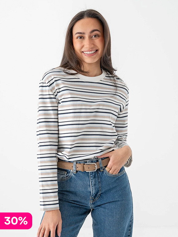 Selected Femme Essential Long Sleeve Striped Boxy Tee