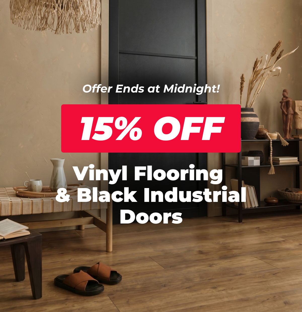 15% off vinyl and black industrial doors