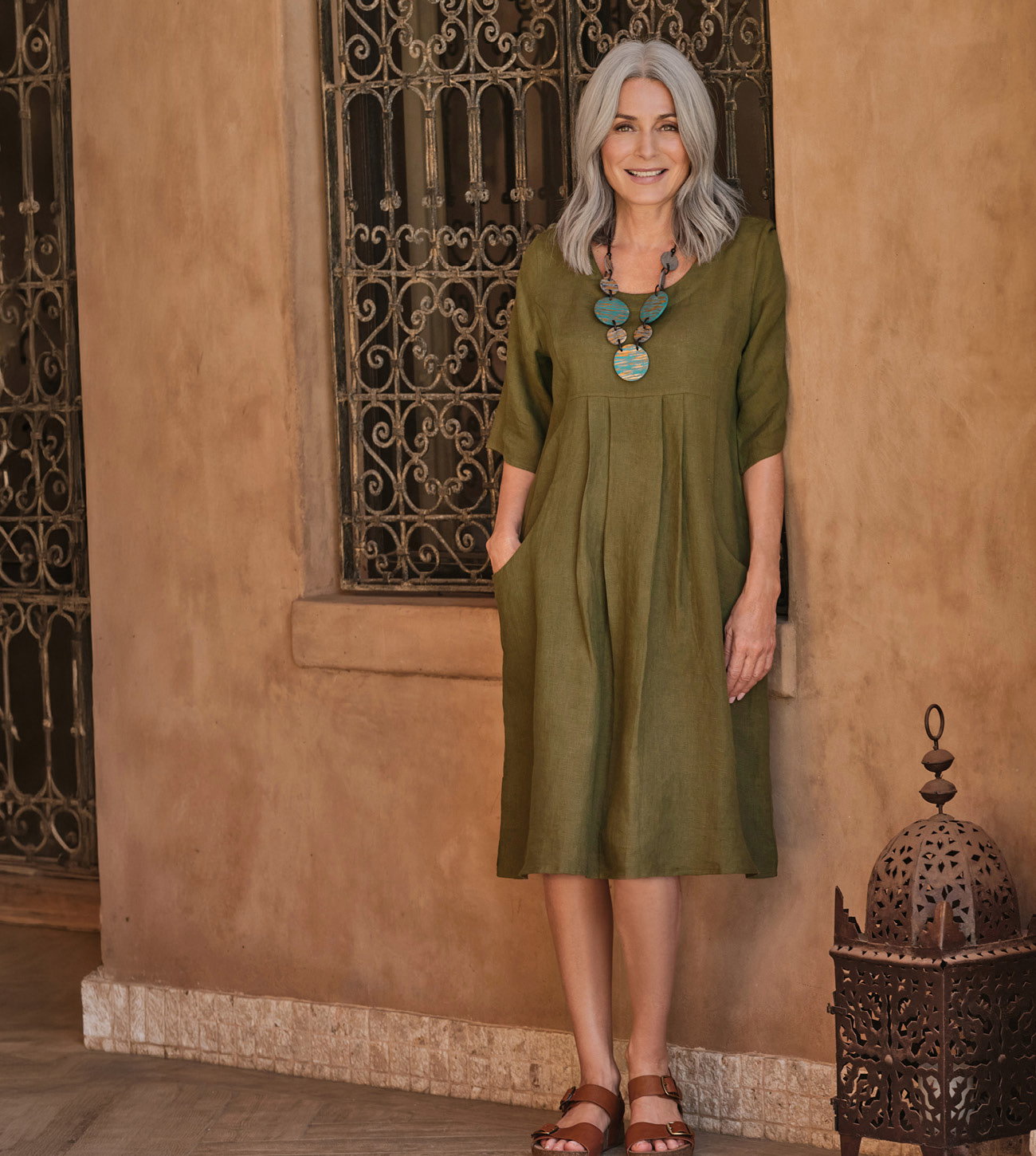Robe-Tunique à poches - Femme - Pur Lin