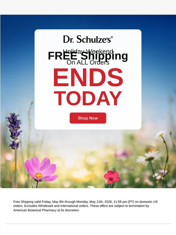 Final Hours for FREE Shipping on ALL Orders!