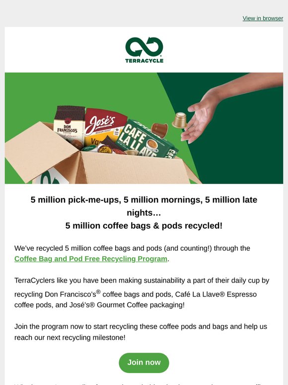 5 million coffee pods & bags recycled (and counting!) ☕