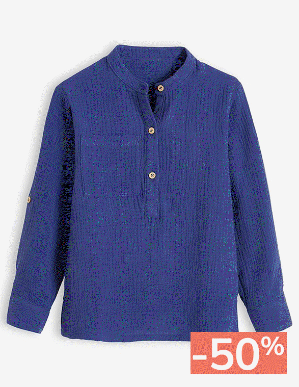 Cotton gauze shirt up sleeves for boy 50%