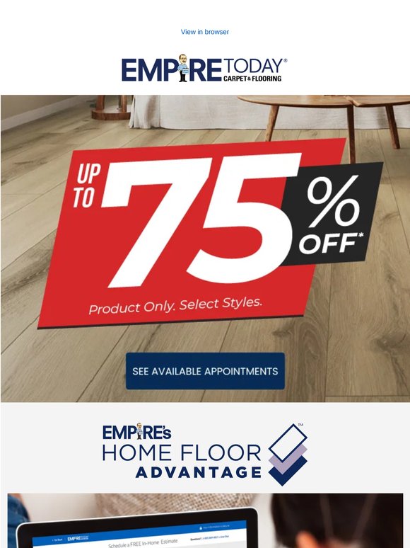 Valued Customer, Save Up To 75%* Off on Carpet & Flooring