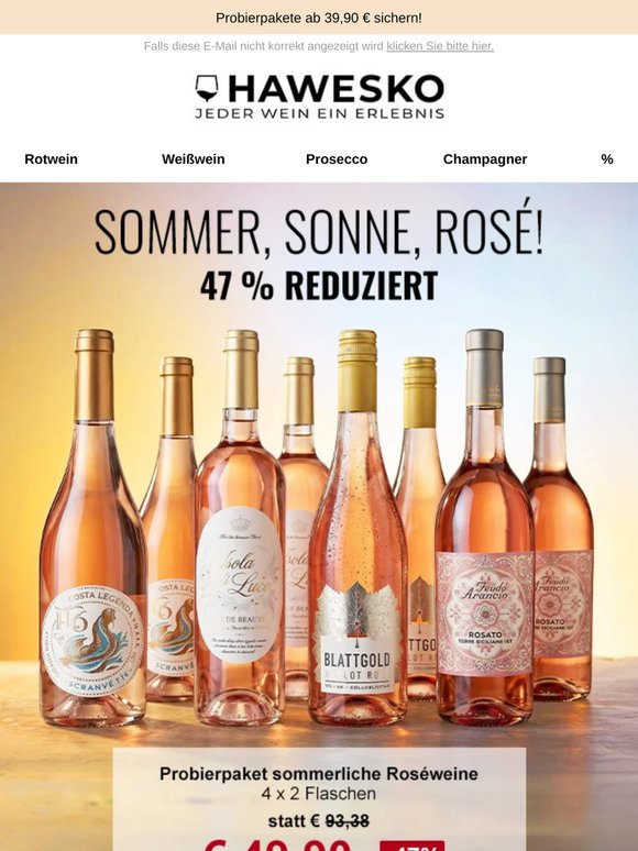 Rosé im Paket 47 % reduziert!