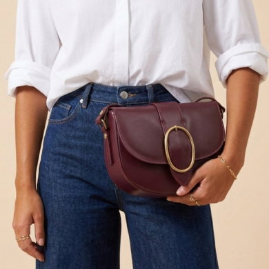 Sac boucle cuir bordeaux