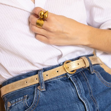 Ceinture boucle d'or cuir doré