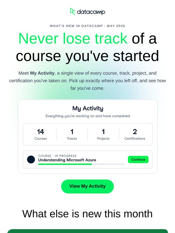 New this month: My Activity, Excel in-browser & more